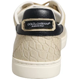 Beige London Low Top Leather Sneakers Shoes