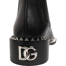 Black Studded Chelsea Short Ankle Boots Shoes