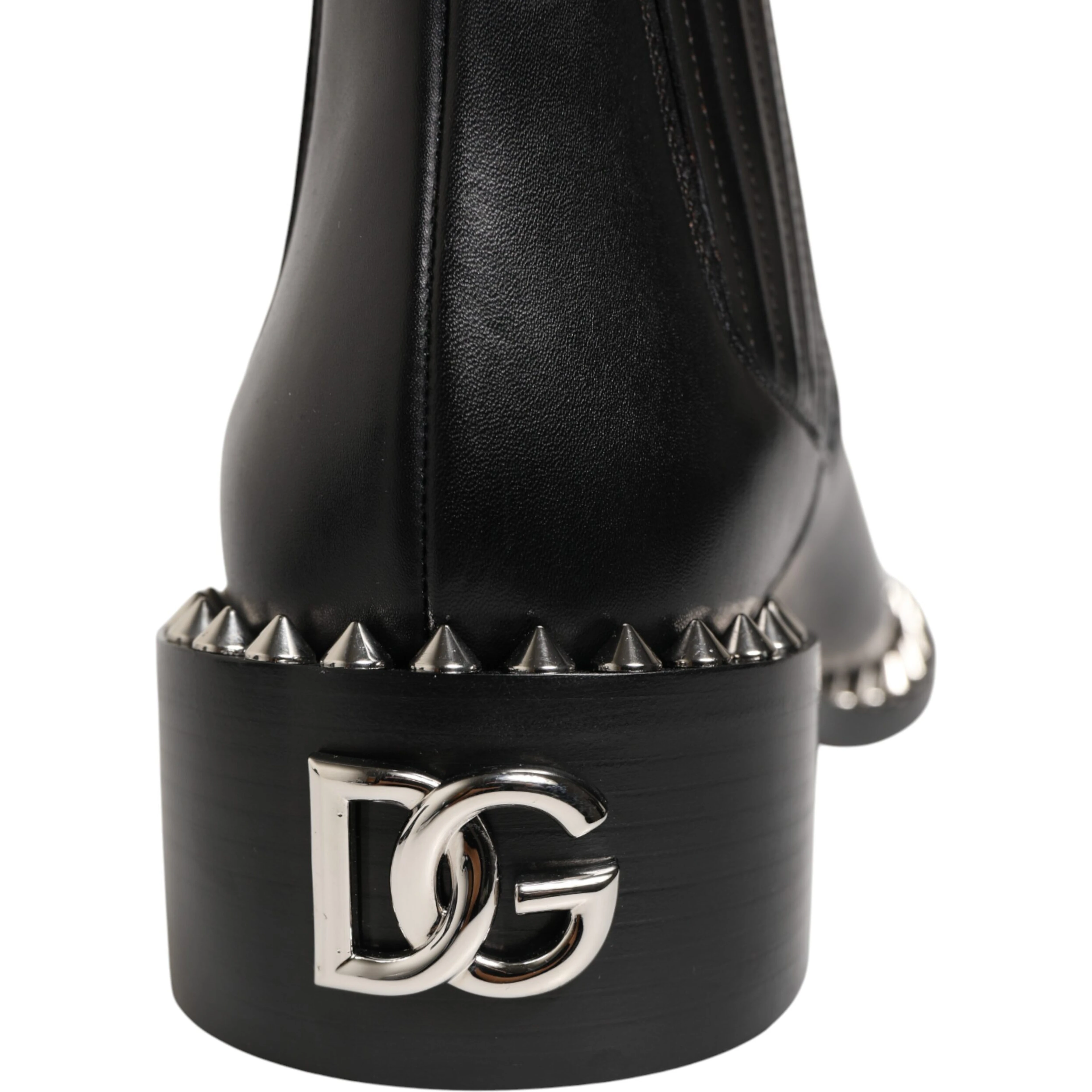 Black Studded Chelsea Short Ankle Boots Shoes