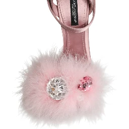 Pink Sequined Ankle Strap Sandals Shoes