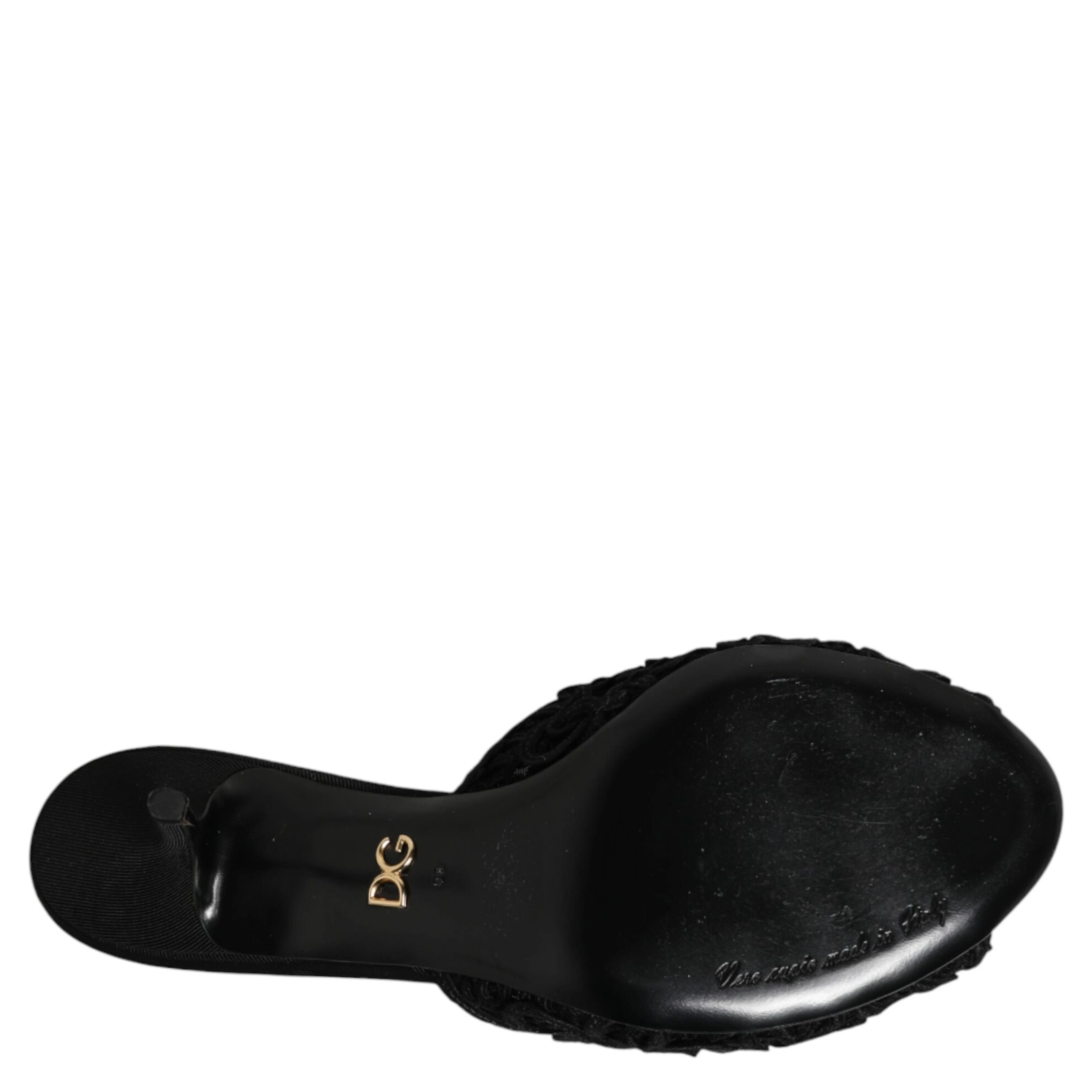 Black Embroidered Slip On Heels Slides Shoes