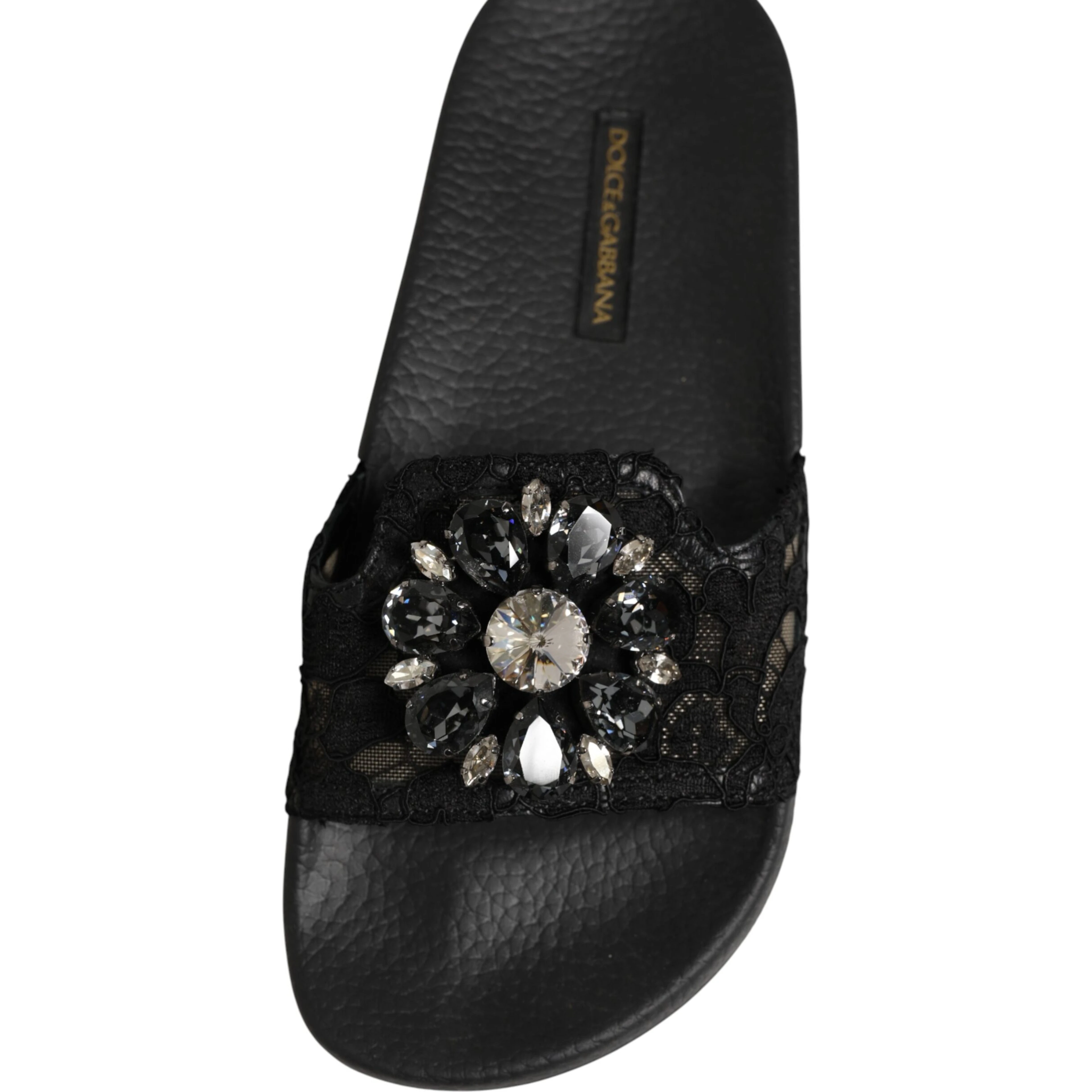 Black Devotion Matelassé Leather Slides Shoes