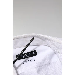 White Cotton Collared Bib GOLD Dress Shirt