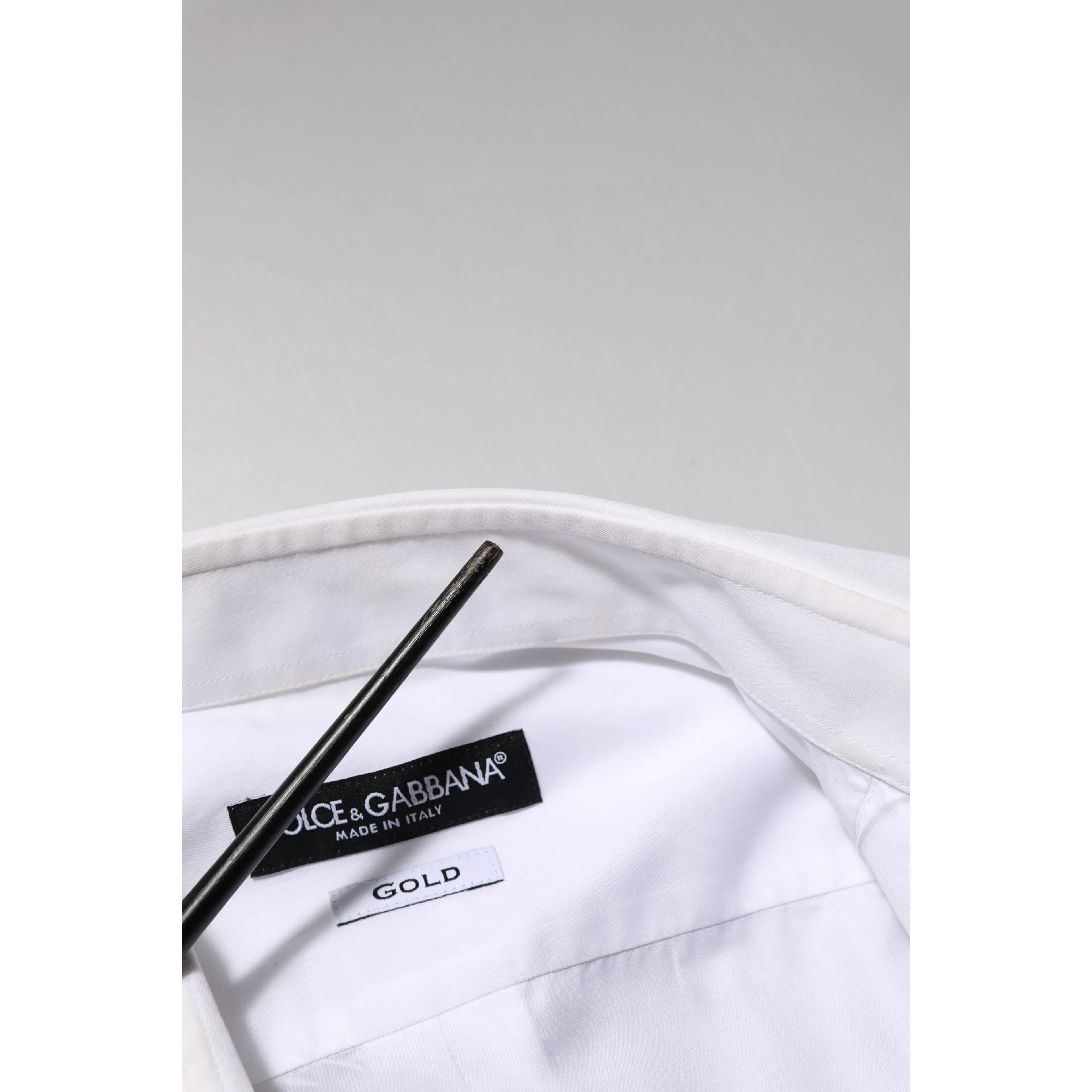 White Cotton Collared Bib GOLD Dress Shirt