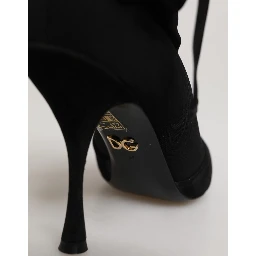 Black Stiletto Heels Lace Up Boots Shoes