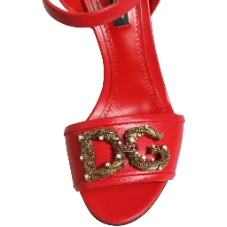 Red Leather DG AMORE Heels Sandals Shoes