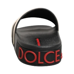 Black Rubber Slides Sandals Beachwear Shoes