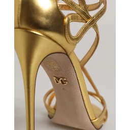 Gold Leather Keira Heels Sandals Shoes