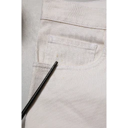 White Mid Waist Skinny Fit Denim Casual Trouser Jeans