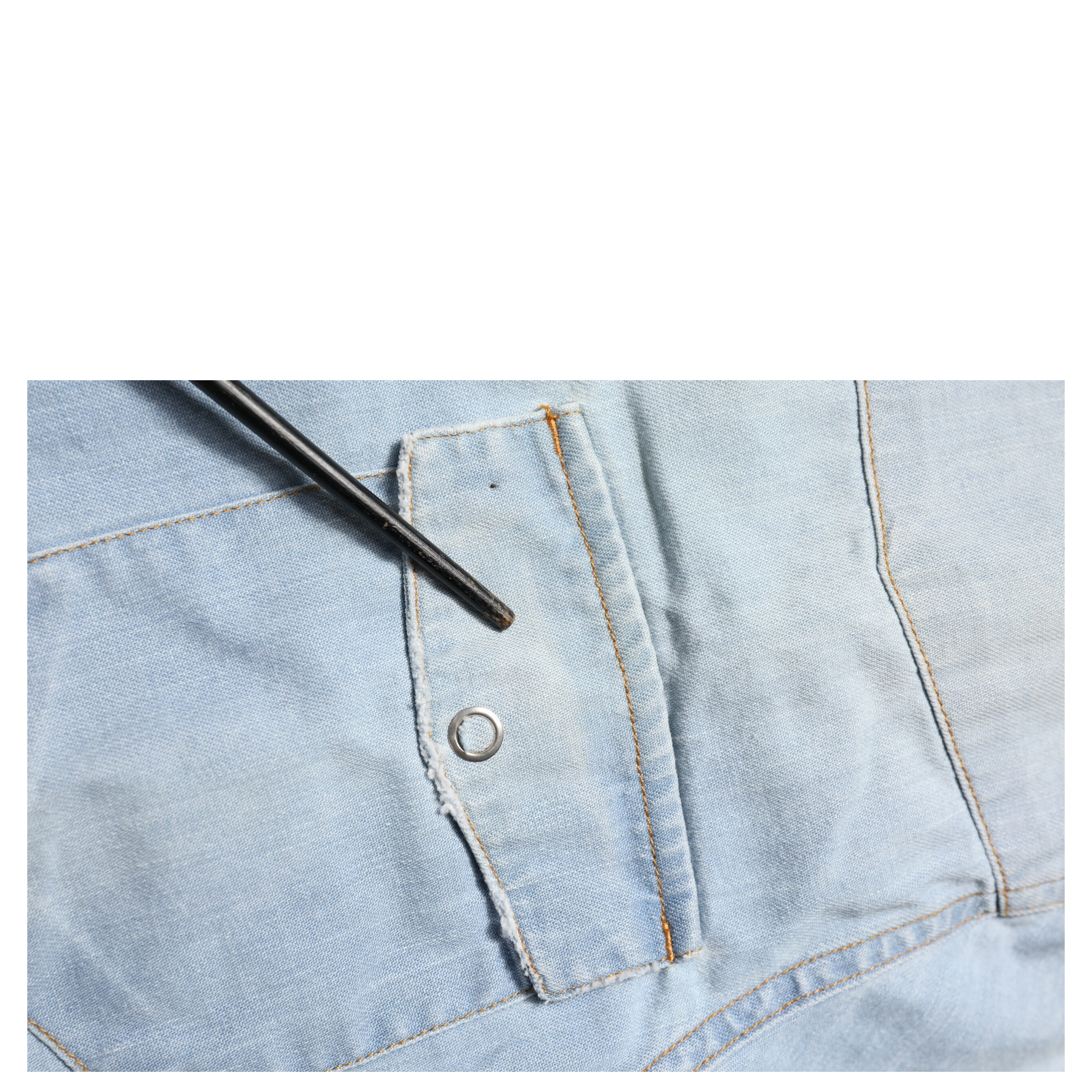 Blue Denim Collared Long Sleeve Men Shirt