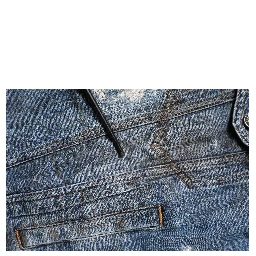 Blue Cotton Tattered Denim Blouson Jacket