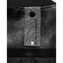 Black Leather Nylon FullZip Blouson Jacket