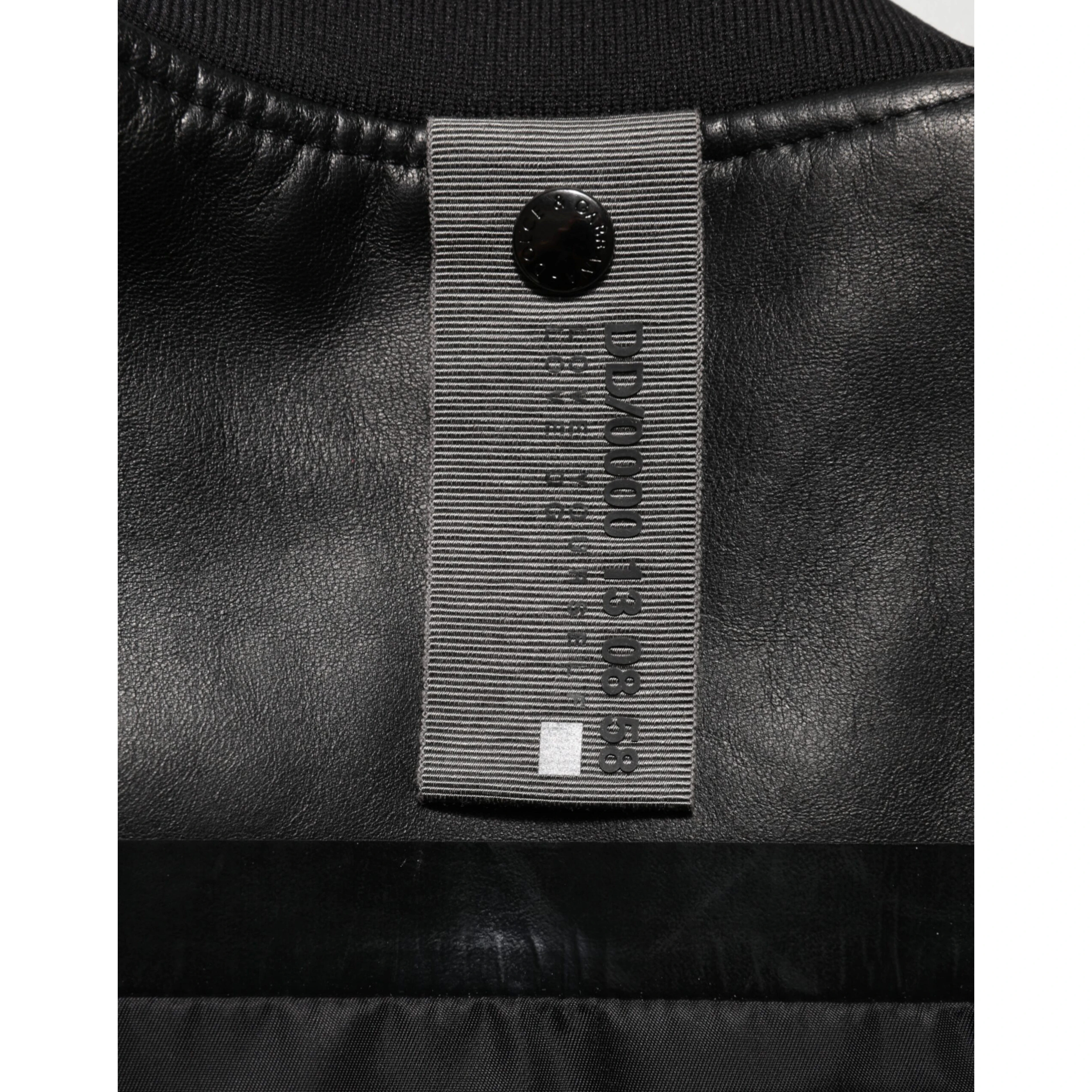 Black Leather Nylon FullZip Blouson Jacket