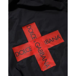Blue Logo Tape Hooded Full Zip Bomber Jacket