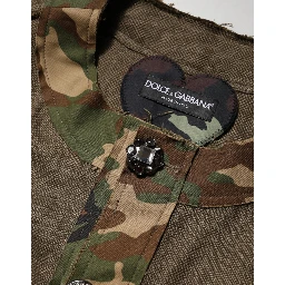 Brown Camouflage Linen Button Down Jacket