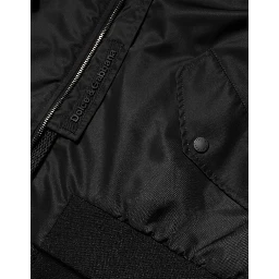 Black Nylon Hooded Full Zip Bomber Men Jacket