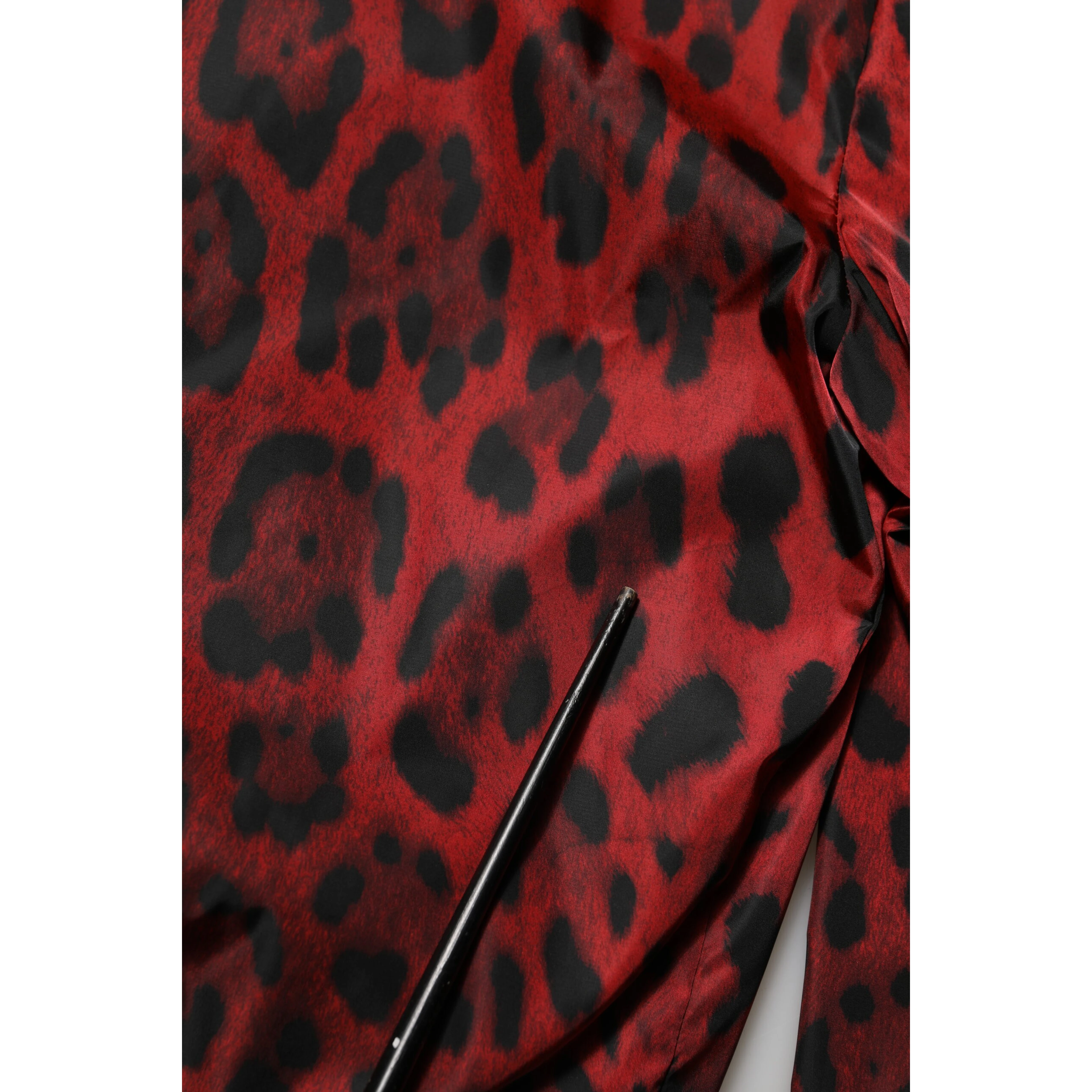 Red Leopard Print Full Zip Bomber Jacket