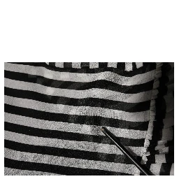 Black White Stripes Silk V-neck Midi Dress