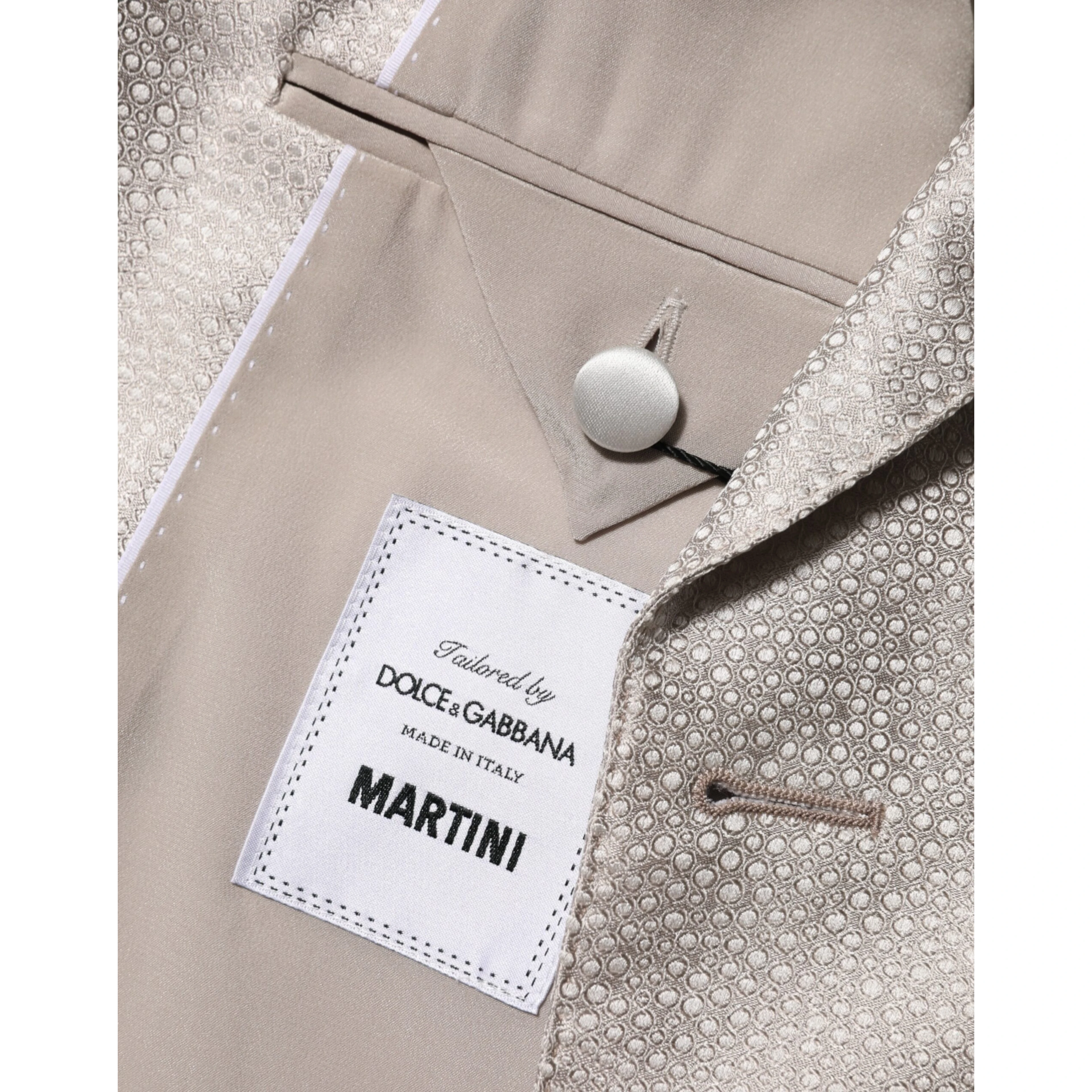 Beige MARTINI Double-Breasted Suit Blazer