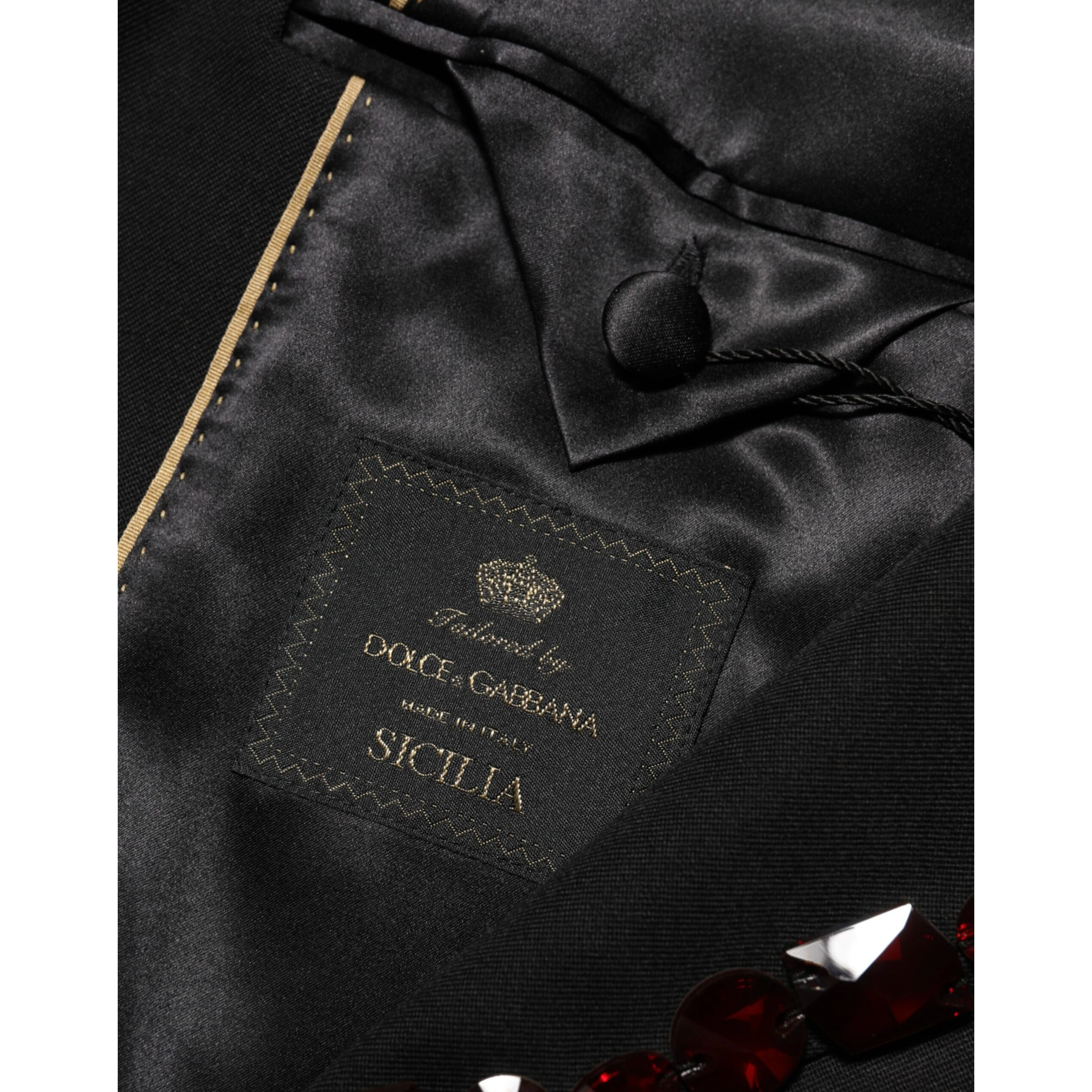 Black SICILIA Crystal Embellished Men Blazer