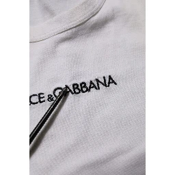 White Logo Print Cotton Crew Neck Men T-shirt