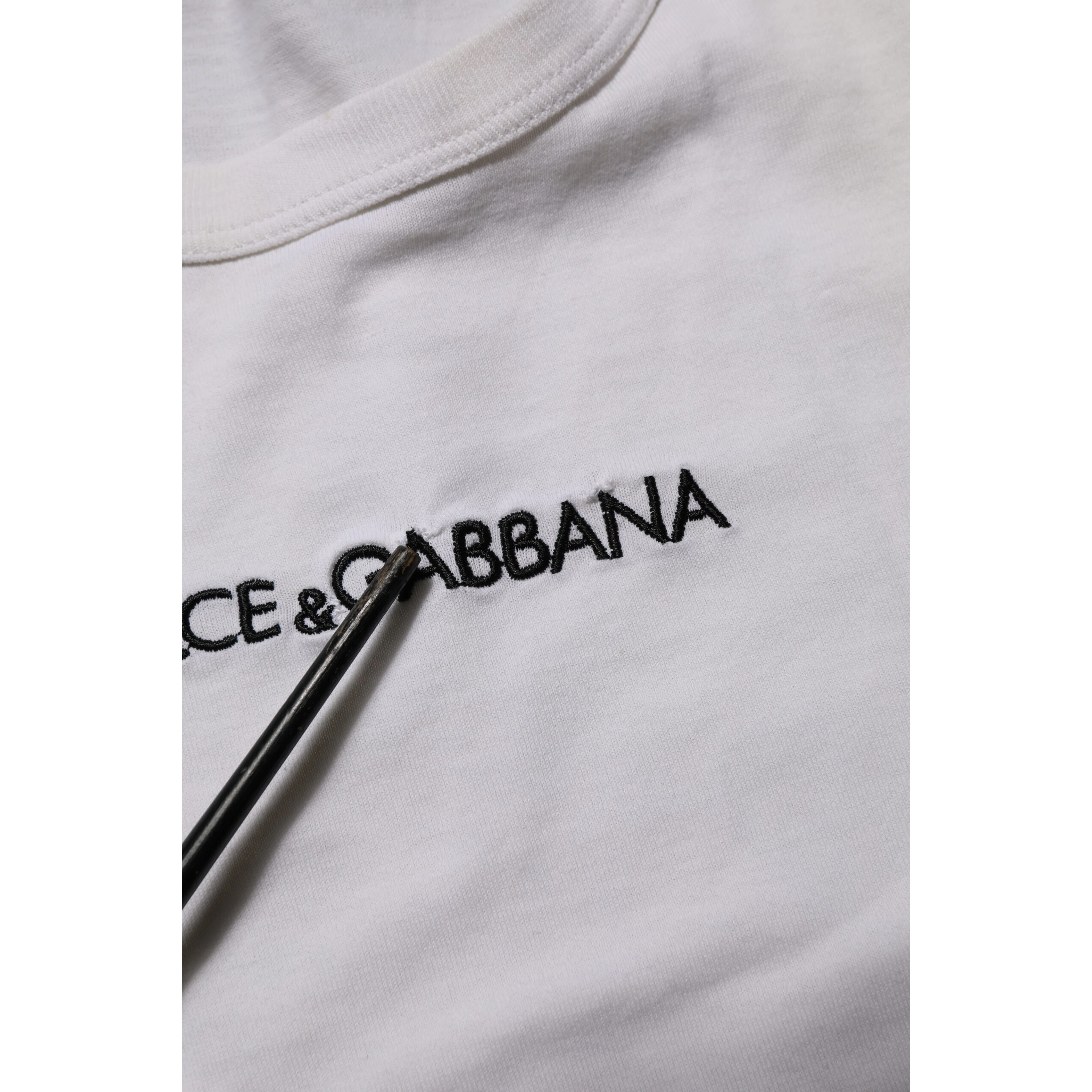 White Logo Print Cotton Crew Neck Men T-shirt