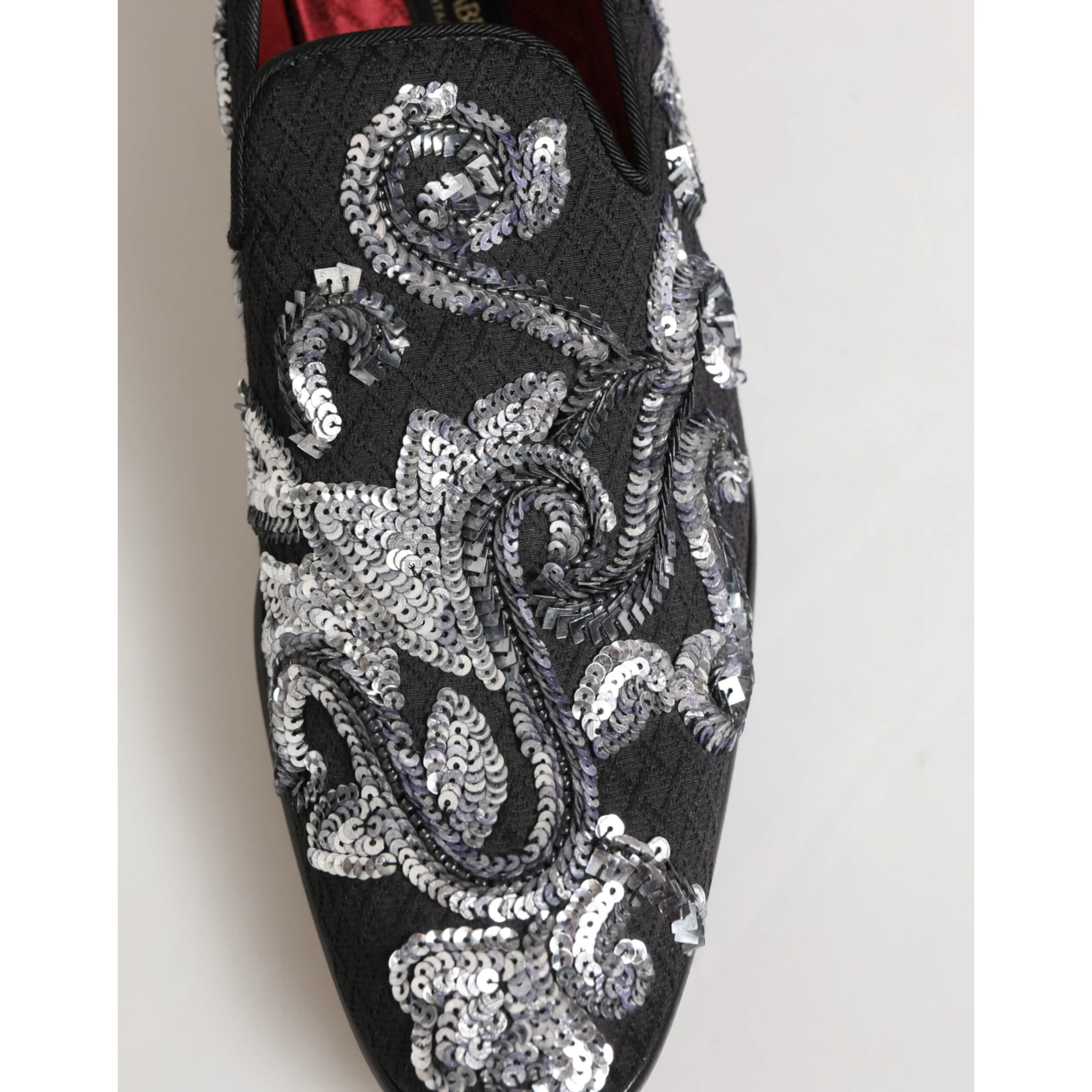 Black Silver Sequined Loafers Men Dress Shoes