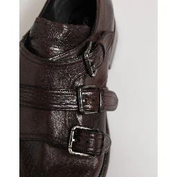 Brown Leather Monk Strap Formal Derby Shoes