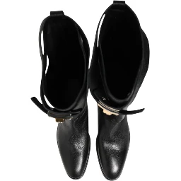 Black Logo Plaque Over The Calf Boots Shoes