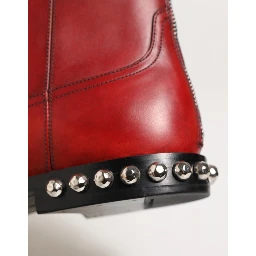 Red Studded Chelsea Short Ankle Boots Shoes