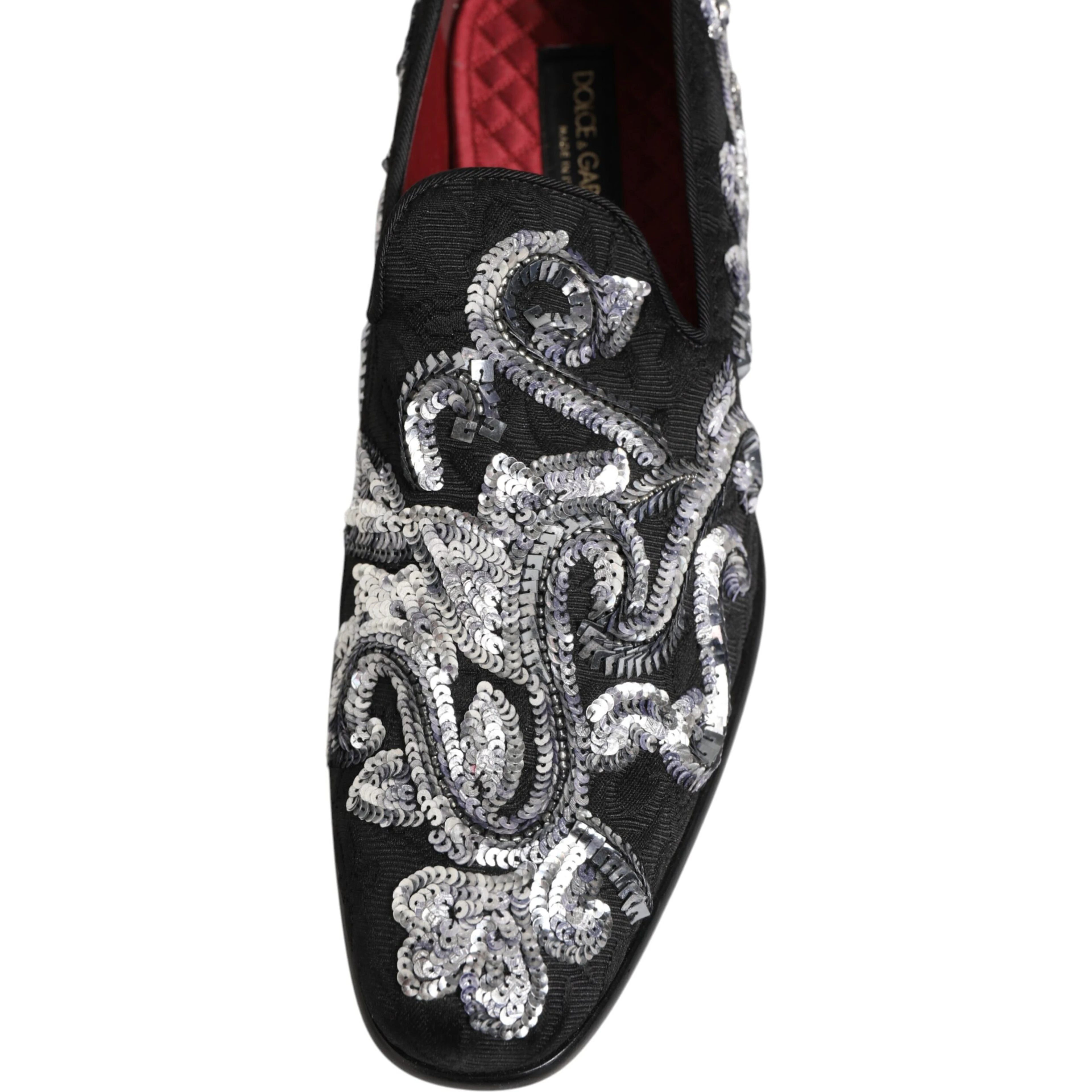 Black Silver Sequined Loafers Men Dress Shoes