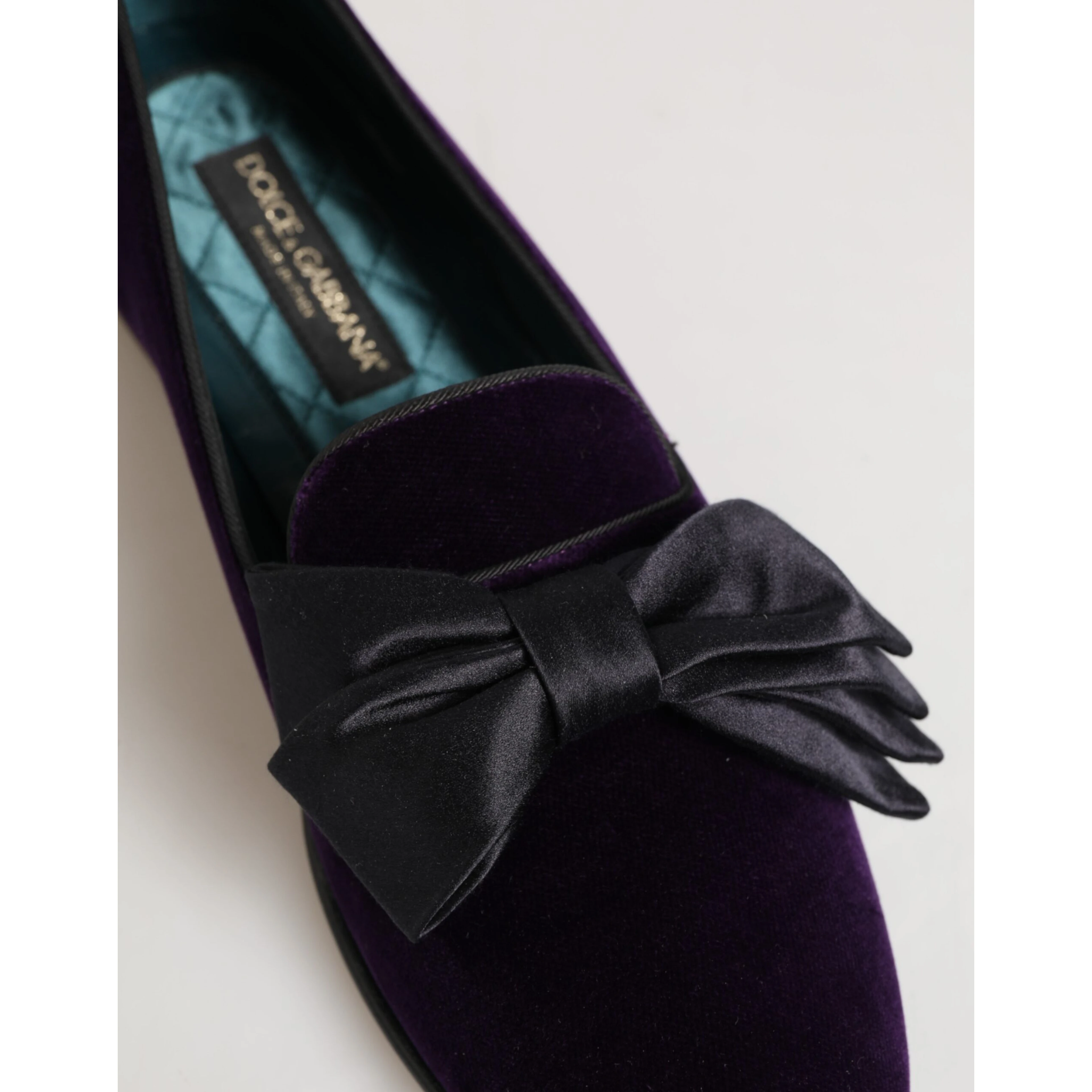 Purple Suede Cotton Bow Slip On Loafers Shoes