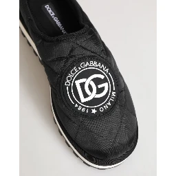 Black Nylon Low Top Slip On Sneaker Shoes
