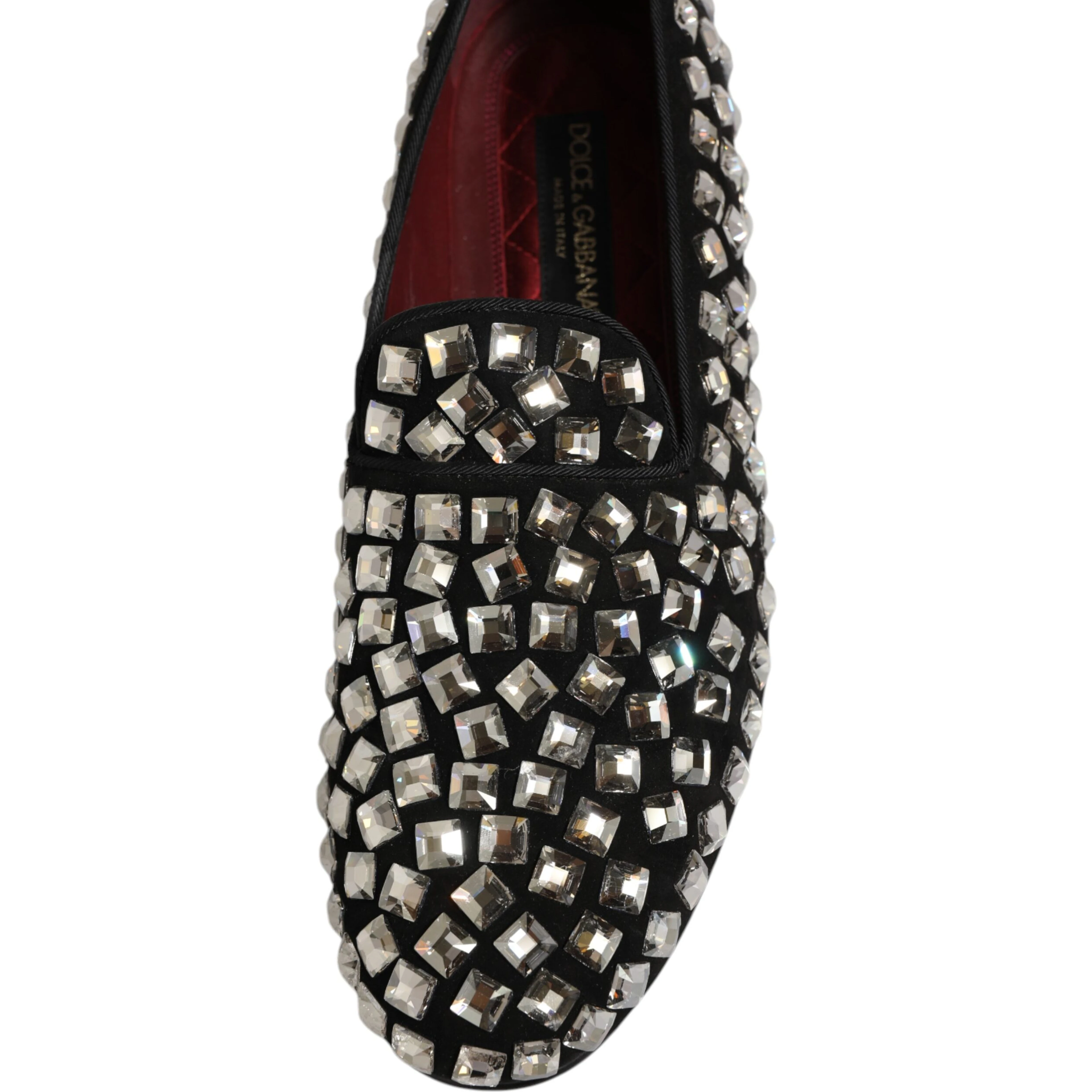 Black Suede Crystals Loafers Men Dress Shoes