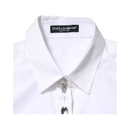 White Crystal Embellished Dress Shirt Top