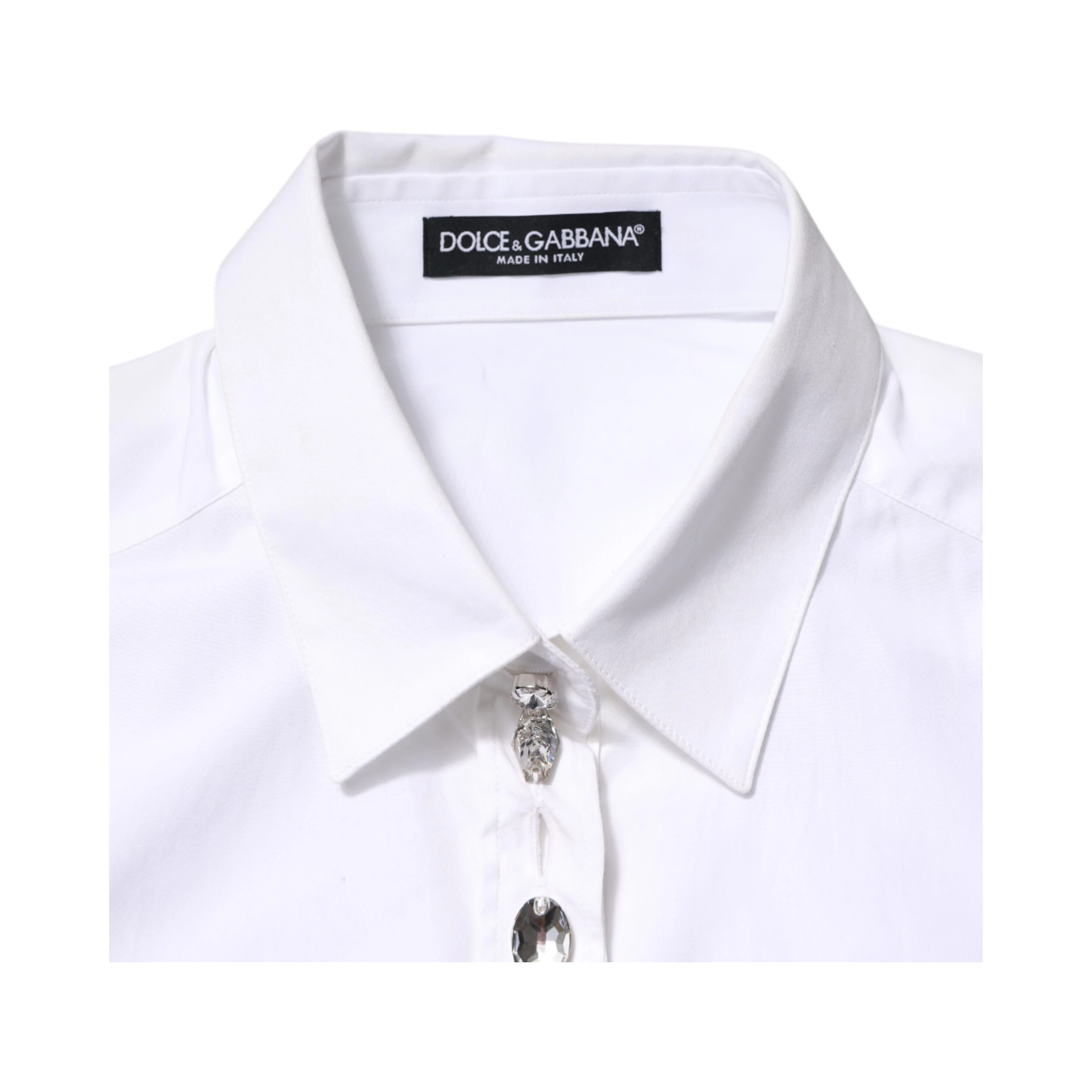 White Crystal Embellished Dress Shirt Top