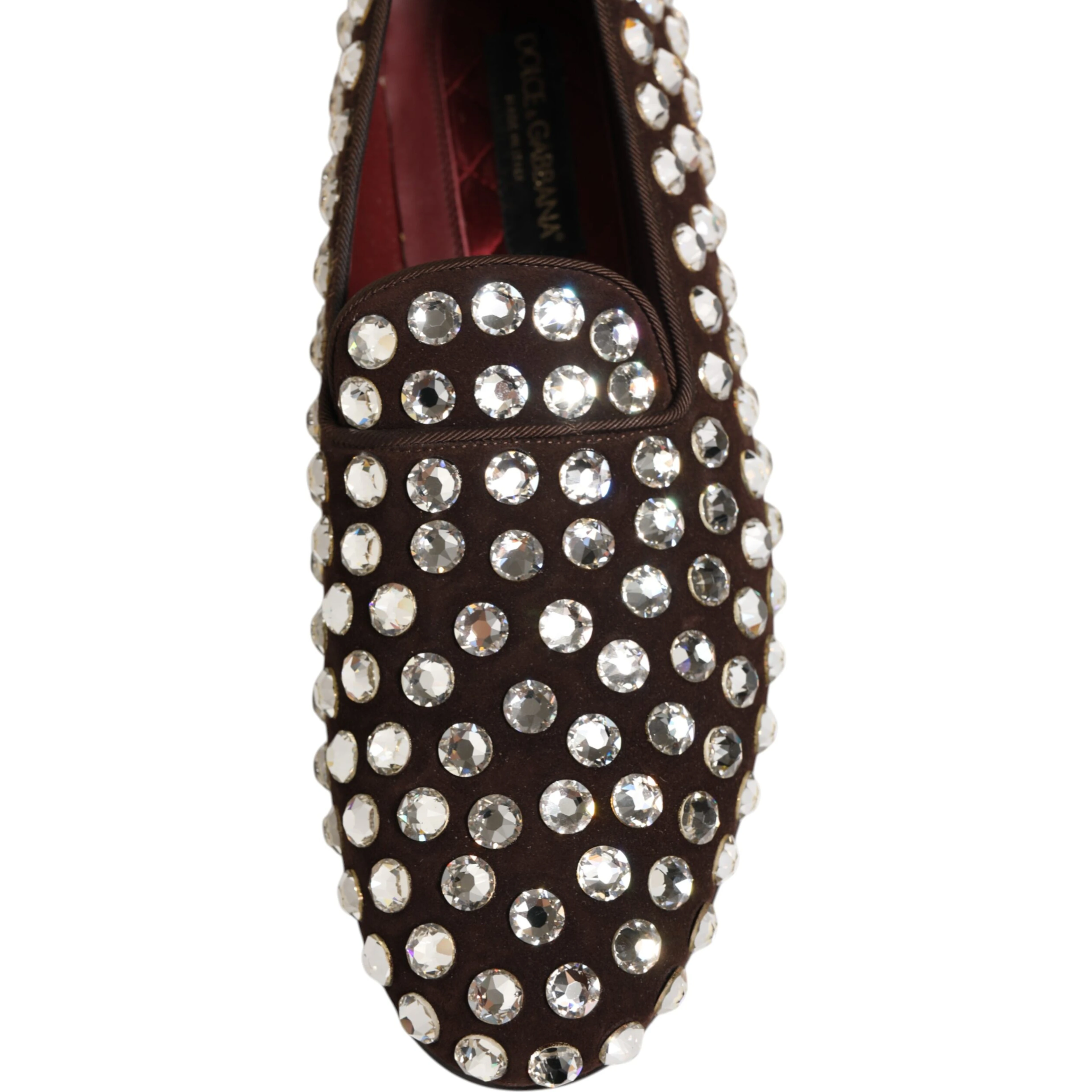 Bordeaux Suede Crystals Loafers Dress Shoes