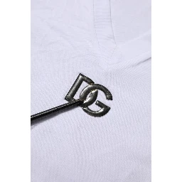 White Cotton V-Neck Short Sleeves T-Shirt
