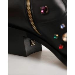 Black Crystal Embellished Men Short Boots Shoes