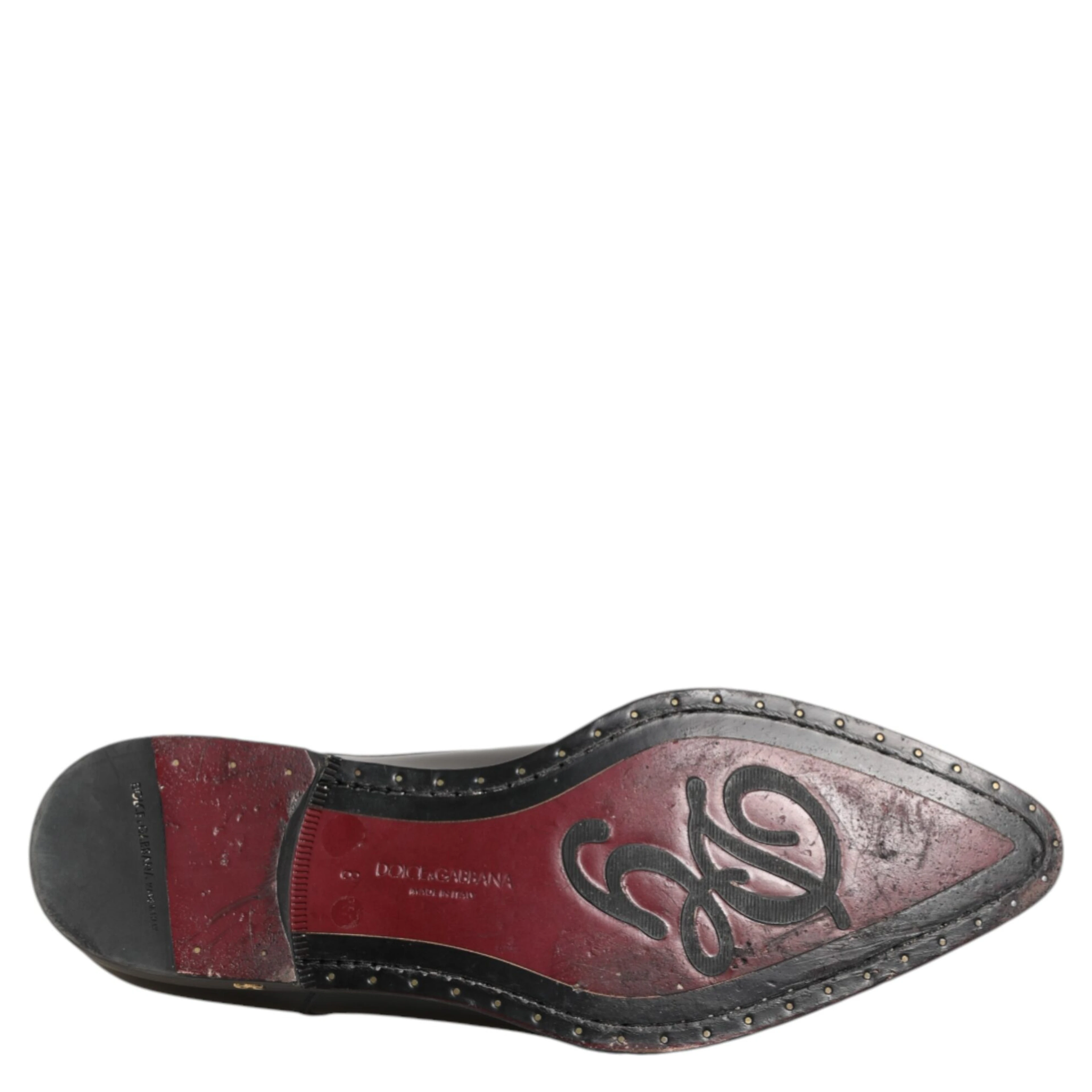 Black Leather Jeweled Crystals Derby Shoes