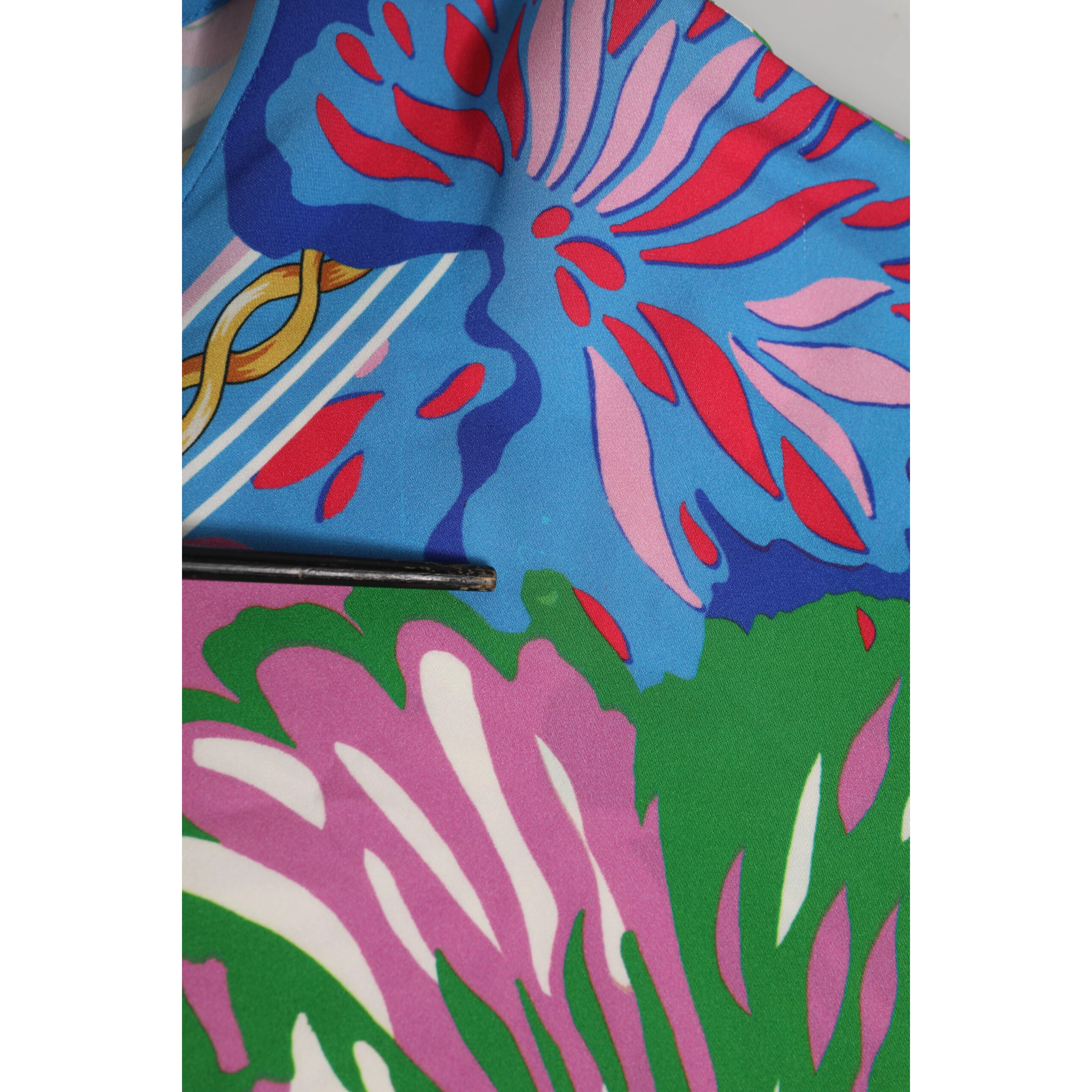 Multicolor Floral Print Silk Tunic Blouse Top