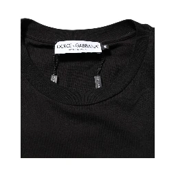 Black Logo Print Cotton Crew Neck  T-shirt