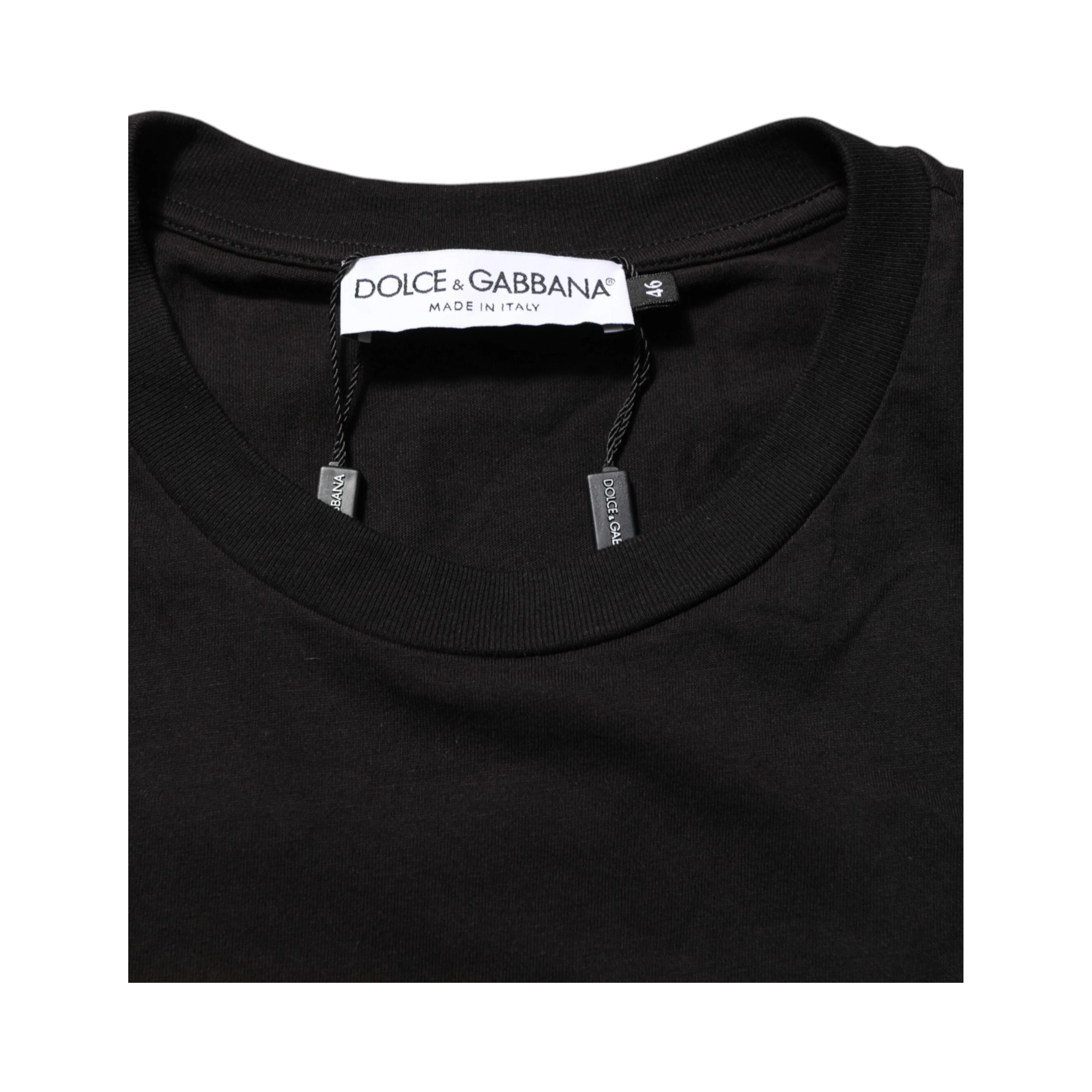 Black Logo Print Cotton Crew Neck  T-shirt