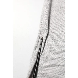 Gray Wool Knit Logo V-Neck Pullover Sweater