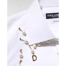White Cotton DG Logo Pearl GOLD Formal Shirt