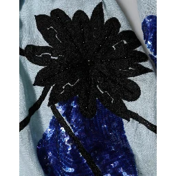 Blue Sequin Embellished Shirt Maxi Dress