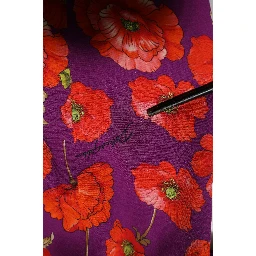 Purple Silk Floral Print Midi Sheath Dress