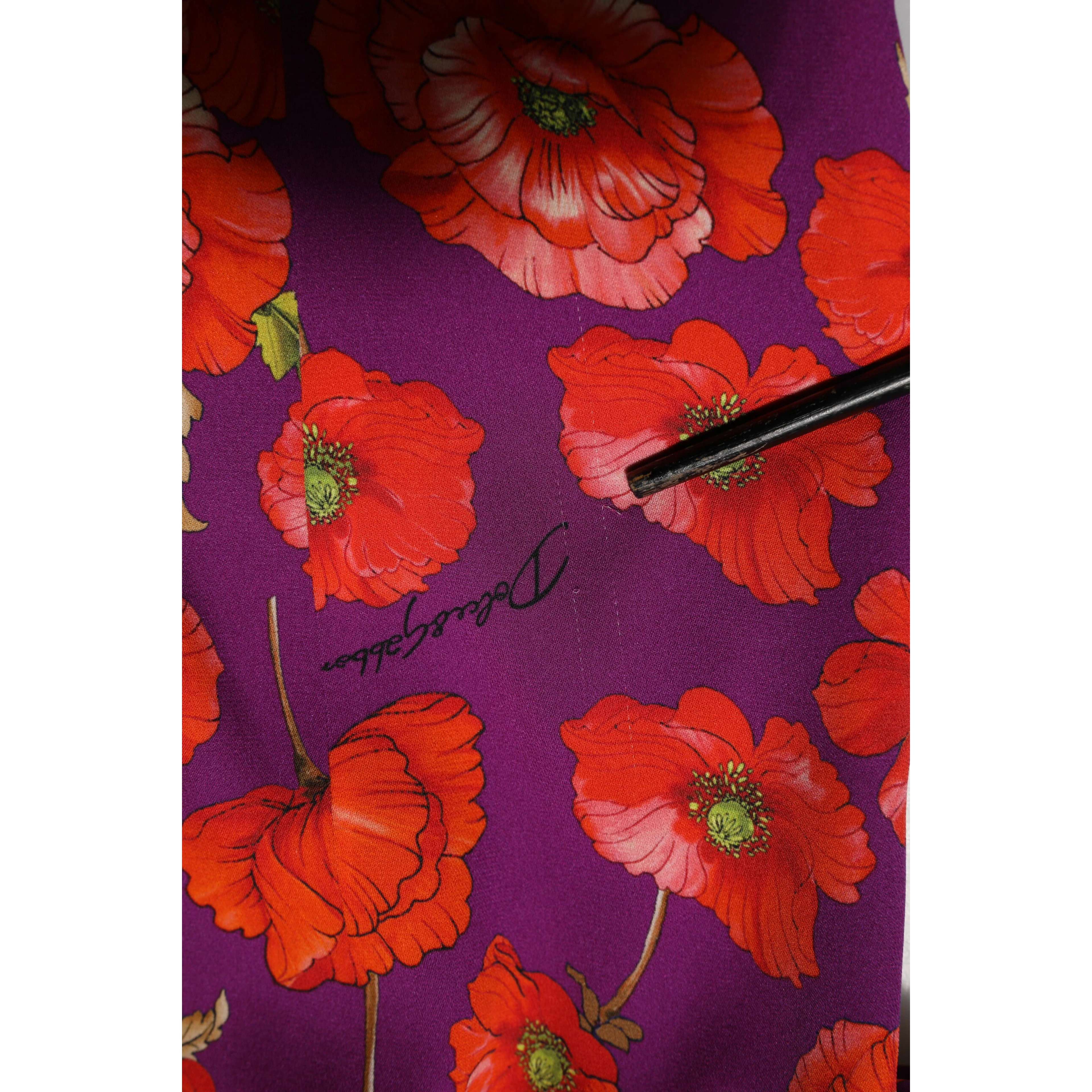 Purple Silk Floral Print Midi Sheath Dress