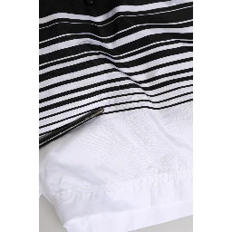 Black White Striped DG Logo Men Short  Swimwear