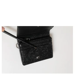 Black Leather Bifold Card Holder Mens Coin Purse Key Clip Wallet